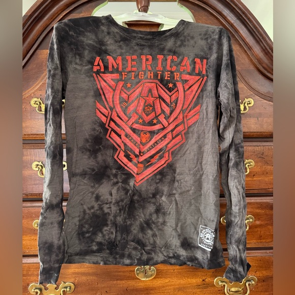 American Fighter Tops - American Fighter Black and Red Long Sleeve Shirt